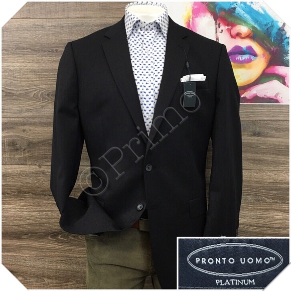 NEW! PRONTO UOMO Mens Blazer Sport Coat‎ Casual Jacket Size 46L Gray Wool Suit